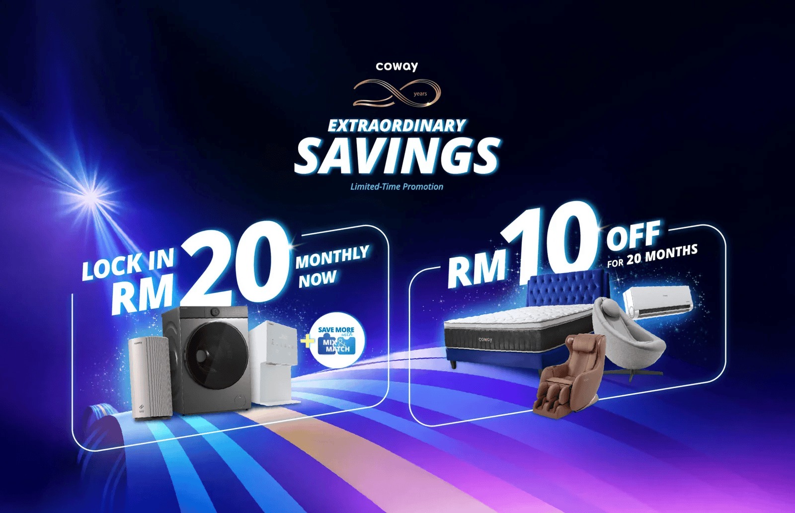 Coway 20th Anniversary Extraordinary Savings: RM20 monthly plans and RM10 monthly rebates